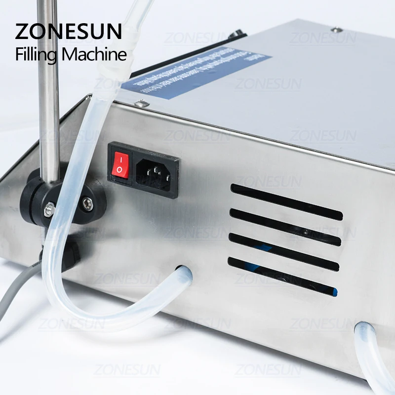 ZONESUN Diaphragm Pump Bottle Filler Semi-automatic Liquid Vial Desk-top Filling Machine for Juice Beverage Oil Perfume