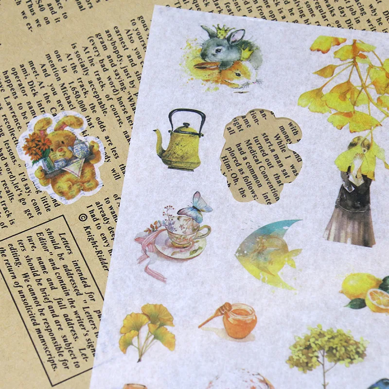 6PCS Scrapbooking stickers card making vintage flower plant animal sticker photo album decoration scrapbook material