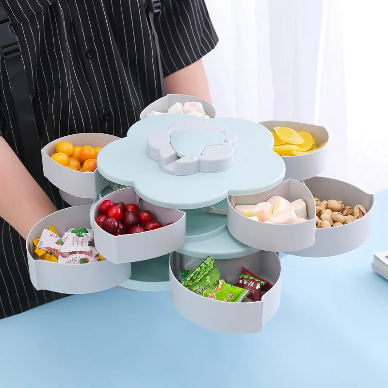 

Double Layer Fruit Bowl Petal Form Tray Dish Plate Appetizer Kitchen Tray FP8