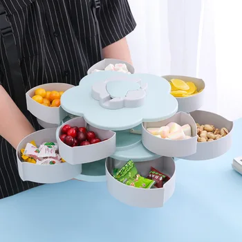 

Double Layer Fruit Bowl Petal Form Tray Dish Plate Appetizer Kitchen Tray FP8