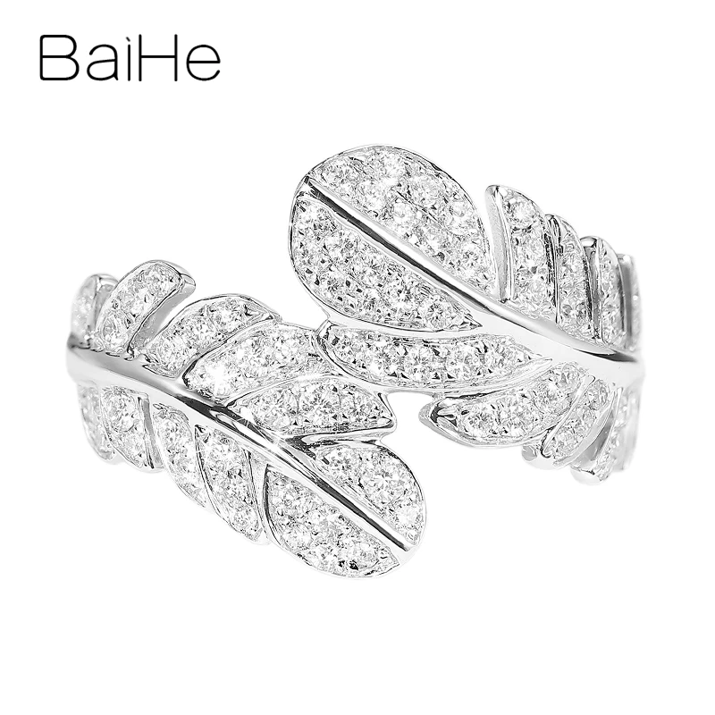 BAIHE, Твердое 14 к белое золото, всего 0,44ct, натуральные бриллианты, хорошее ювелирное изделие, ювелирные изделия с бриллиантами, обручальное кольцо, модное перьевое Подарочное кольцо