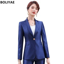 Boliyae 2022 terno feminino conjunto blazer moda casual vestuário de escritório calças para roupas de trabalho feminino blazer e calças define duas peças