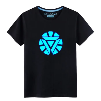

Superman Iron Man Glow In Dark Kids T Shirt Luminous Children Summer Tshirt Christmas Toddler Girl T-shirt 3-15 Years
