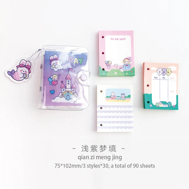 Cute Transparent Mini Loose-leaf Notebook Creative Portable Pocket Hand Book 3 Ring Binder Kawaii School Supplies Stationery qian zi meng jing