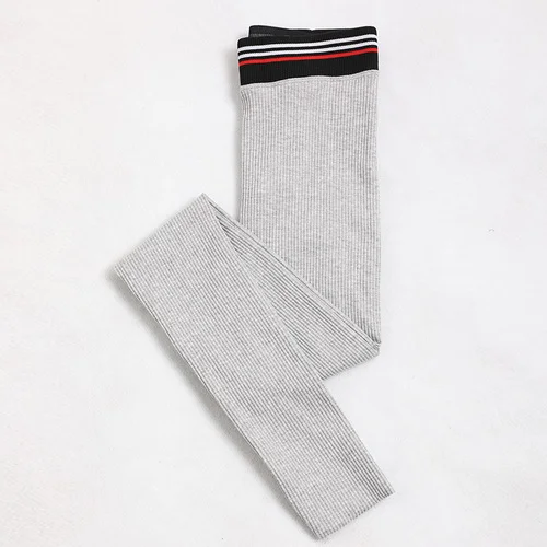 Light grey Gaganight трикотажные женские леггинсы с боковой полосой, повседневные леггинсы, брюки-карандаш для фитнеса, женские облегающие леггинсы размера плюс, эластичная резинка на талии - Цвет: Light grey