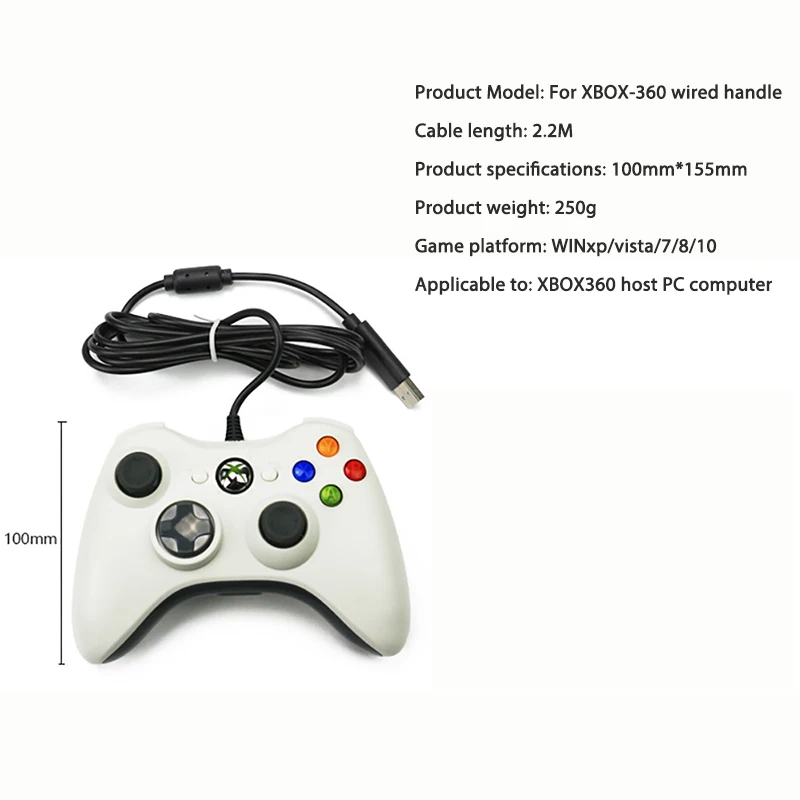 Проводной геймпад для xbox 360 Пульт дистанционного управления джойстик USB кабель геймпады для microsoft xbox 360 хост ПК Win7/8/10 Системы