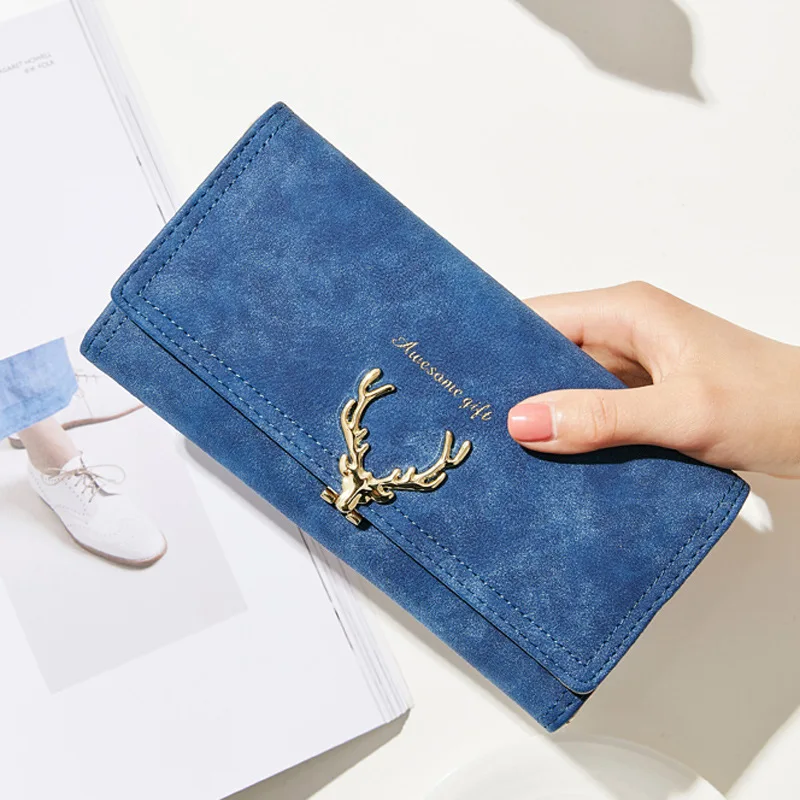Женский кошелек женский кошелек Portefeuille femme модный большой женский кошелек Длинный дизайнерский кошелек женские кошельки женские клатчи - Цвет: Синий