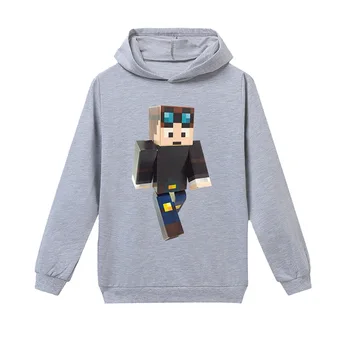

gray Walker gta 5 DanTDM Stampy boy hooded bottoming large children's cotton spring and autumn models boys long-sleeved T-shirt