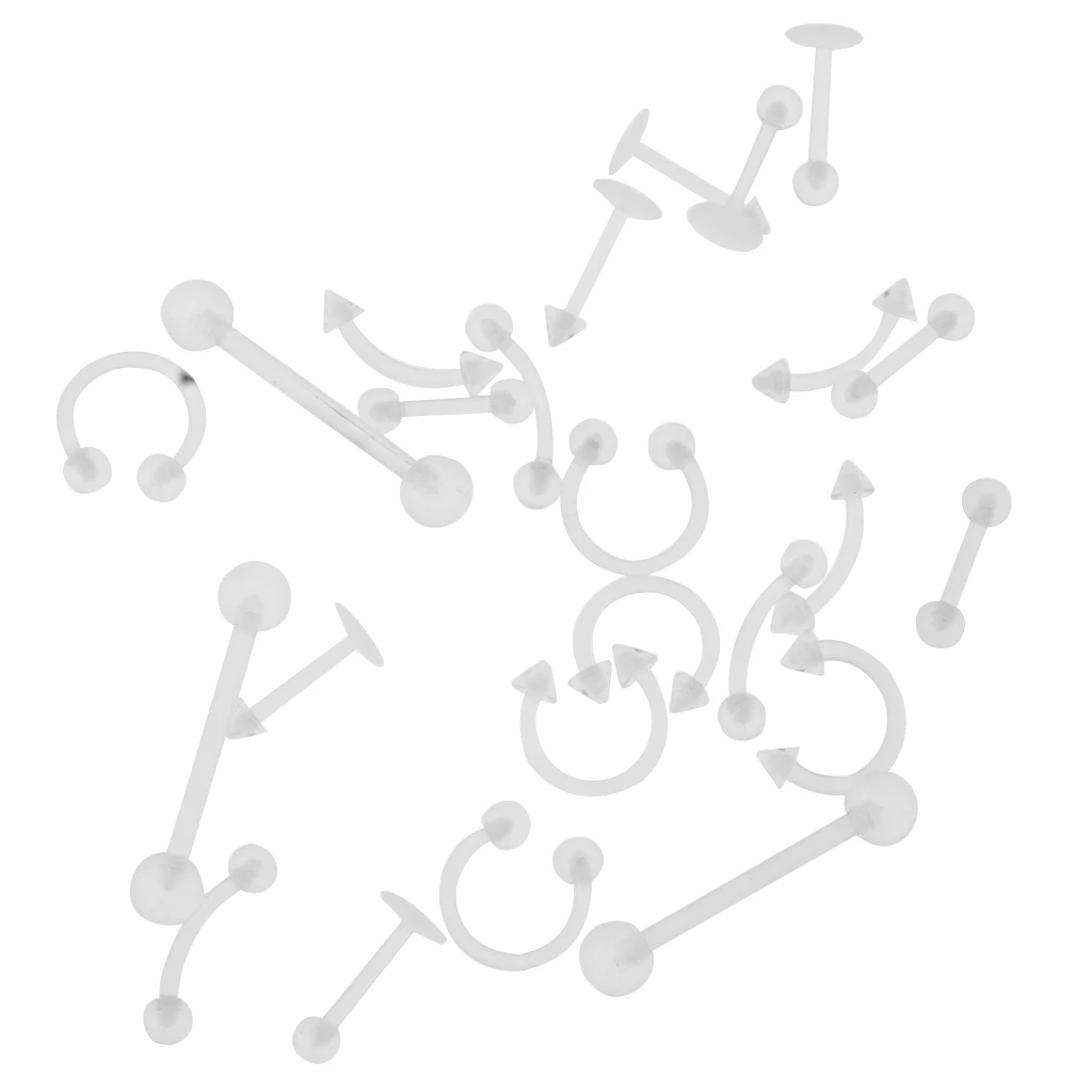 24 Pieces Mixed Acrylic Nose Studs Ring Retainers Bars Piercing Body Jewellery