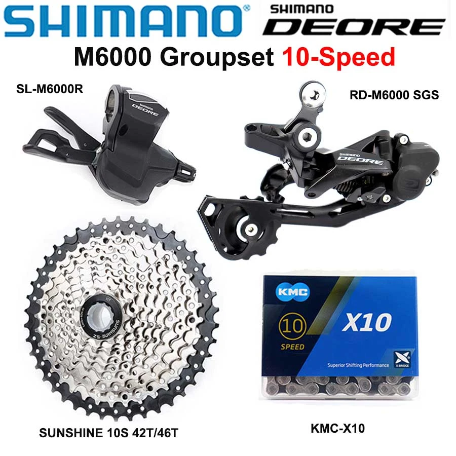 SHIMANO DEORE M6000 10S Groupset MTB Mountain Bike Groupset 1x10 Speed  Sunshine Cassette M6000 Rear Derailleur M6000 Shift Lever