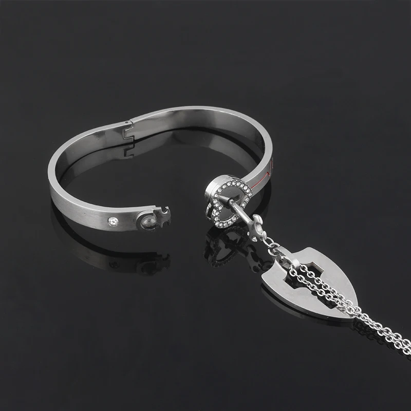 okappalover アクセサリーセット 23点 Couples Lock Key Bracelet Set - Stainless Steel Titanium Day
