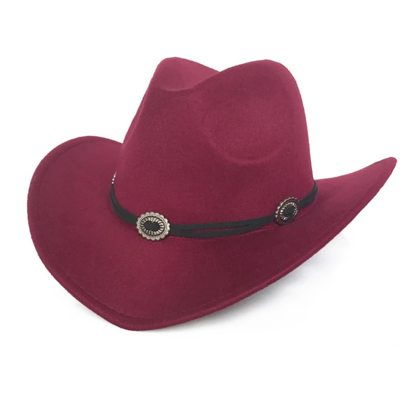 Осенне-зимняя женская мужская черная шерстяная ковбойская шляпа джентльмена, джазовая Кепка, элегантные женские ковбойские шляпы для женщин, размер 57-58 см - Цвет: BY