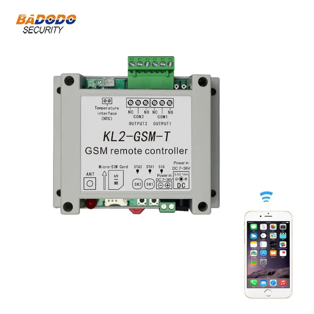 

GSM remote relay controller switch access controller with 2 relay output one NTC temperature sensor