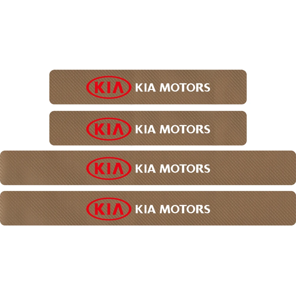 Золотой 4Pcs Waterproof Carbon Fiber Car Door Threshold Protector Sticker For Kia rio ceed sportage cerato soul sorento k2 k5 flip - Название цвета: Золотой
