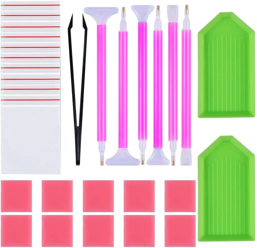 Kit de herramientas y accesorios de pintura de diamante 5d, Kit de herramientas para pintar, punto de cruz 5d, bolígrafo para bordar, pegamento, herramienta de bricolaje