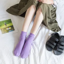 Носки Без Пятки средней длины; женские носки с завязками; сезон осень-зима; детские новые хлопковые однотонные носки в полоску для отдыха