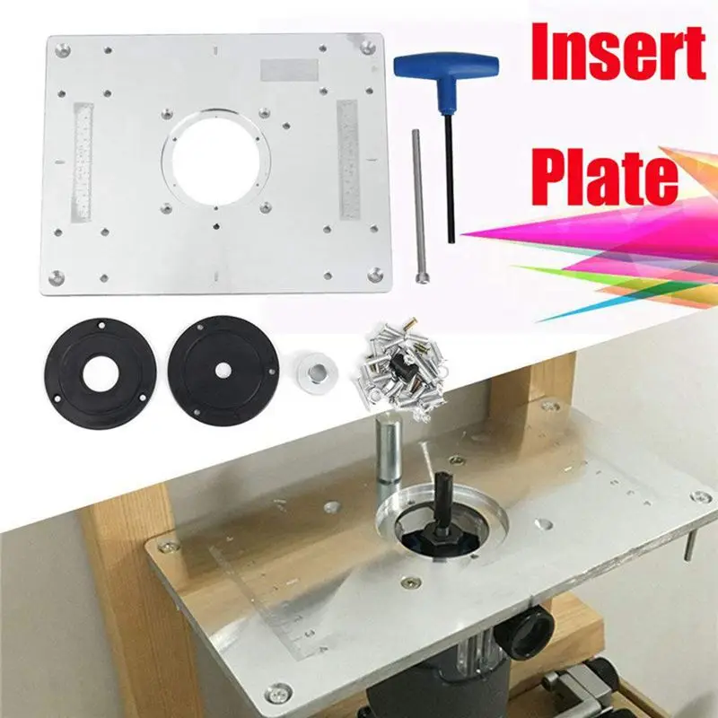 

Hot Sale Aluminum alloy Router Table Insert Plate For Popular Router Trimmers Models Engrving Machine DIY Woodworking Benches