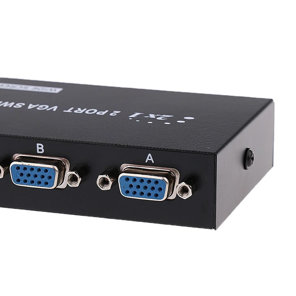2-Port VGA Switch, Video Audio Bidirectional Switcher Box Metal Housing Shell for PC Monitor Sharing