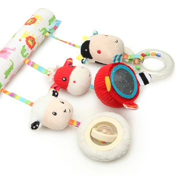 

Newborn Baby hanging bed safety seat plush toy Hand Bell Multifunctional Plush Toy Stroller Mobile Accessories Soft Toys Gifts