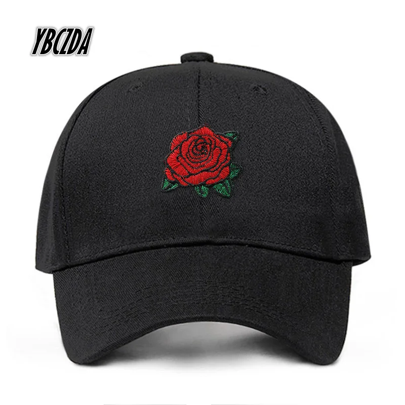 

YBCZDA 2020 New Hot Fashion Roses embroidery hats Men Women Cotton Baseball Caps Spring Summer adjustable gorras Casual Dad Hats