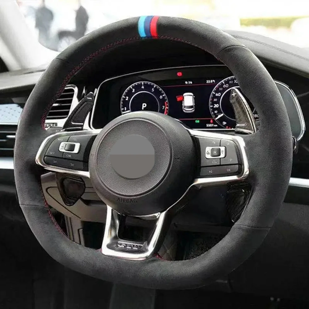 Diy Black Suede Car Steering Wheel Cover For Volkswagen Vw Jetta Gli Vw
