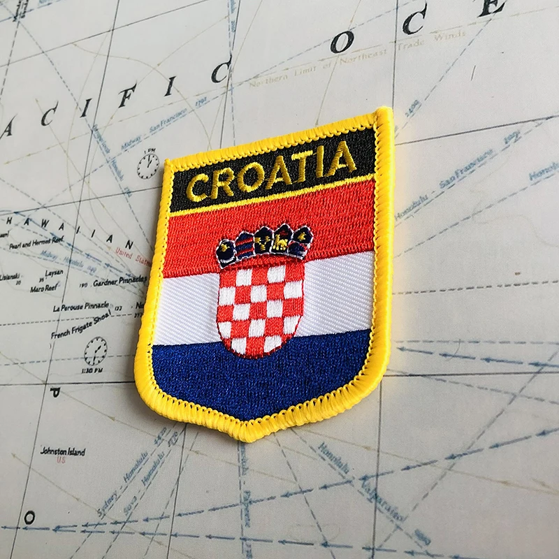 CROATIA National Flag Embroidery Patches Badge Shield And Square Shape Pin One Set On The Cloth Armband   Backpack  Decoration images - 6