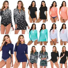 Новинка, Рашгард, мягкий, длинный рукав, купальник для серфинга, Рашгард, женский, 2 шт., купальник, регулируемый, длинный, танкини, купальник