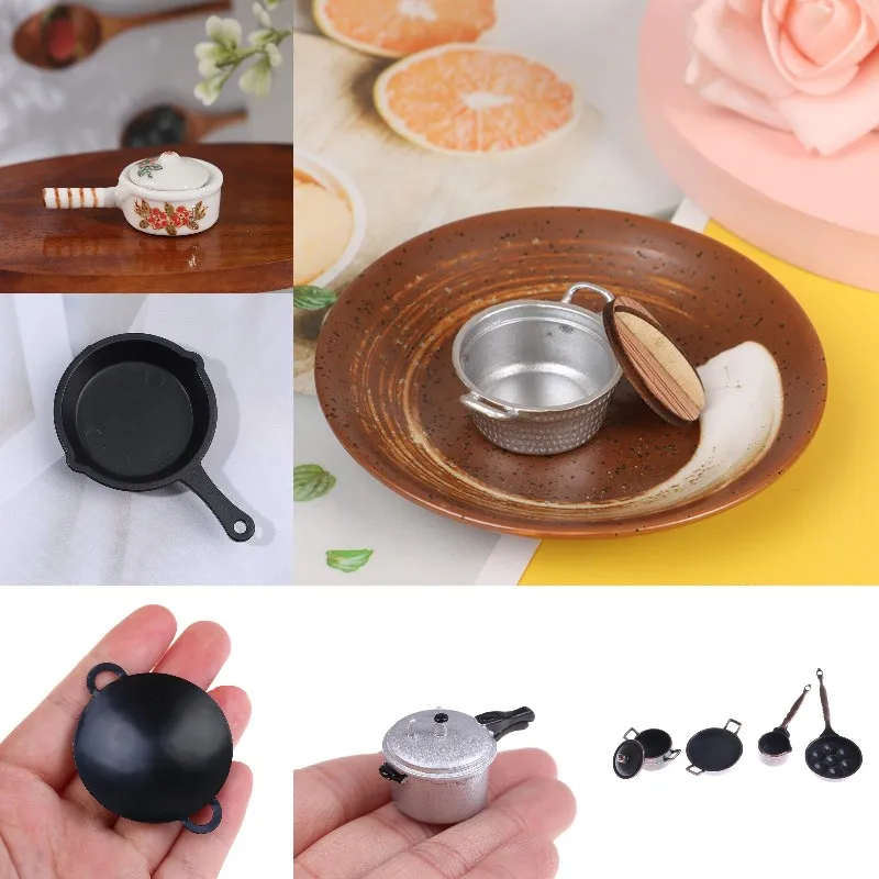 

1Set 1/12 Dollhouse Miniature Kitchen Utensil Cooking Ware Mini Pot Boiler Pan Wok Milk Omelette Pan For Dollhouse Decoration