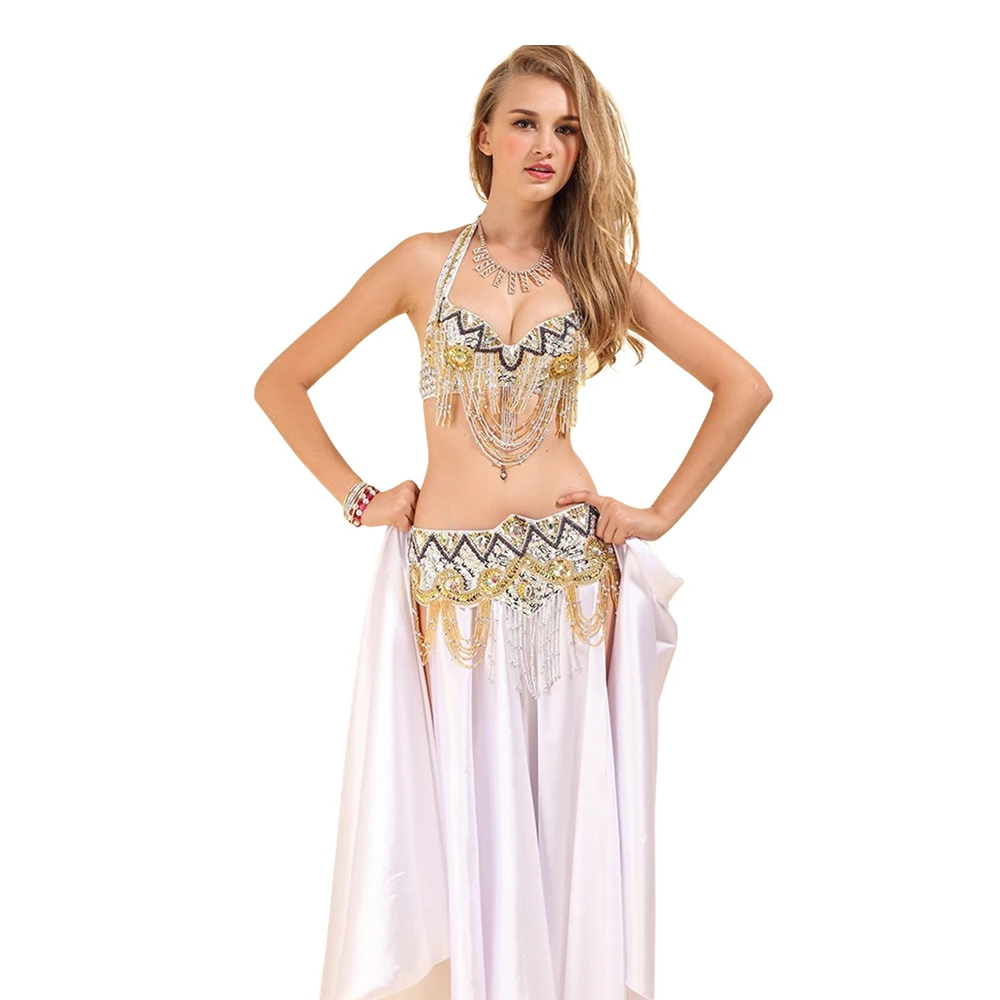 

New Style Belly Dance Costume Wear Bra+Belt 2pcs/Set Indian Clothes Egypt Style Bellydance Dancer Accept Any Size 8 color VL-154