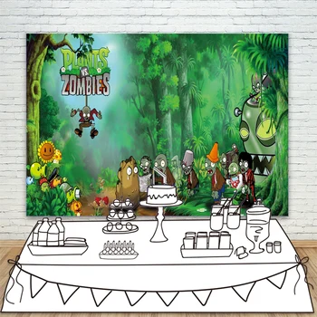 

Plants and Zombie Backdrop Plants vs Zombies Supplies for 1st Boys Newborn Kids Baby Shower Party Home Decorations Backgrounds