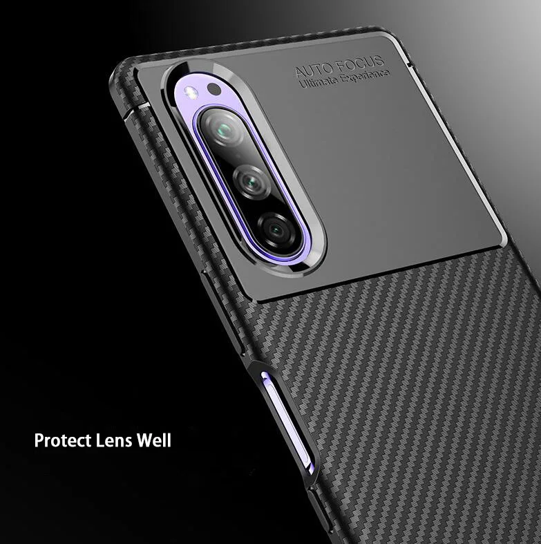For SONY XPERIA XZ2 XZ3 1 Premium 10 Compact 10 Soft Carbon Design Cellphone Cover Shell For Xperia 5 PC Case