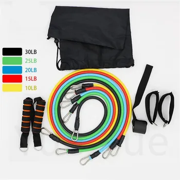 

11PCS Elastic Pull Rope Resistance Bands Set Yoga Exercise Fitness Rubber Tubes Band Stretch Training Home Gyms Workout 40#413
