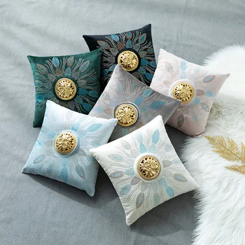 

30x30cm Middle East Ceramic Incense Pillow Censer Burner Rhinestone Floral Golden Cushion Home Yoga Flower Pattern Decoration