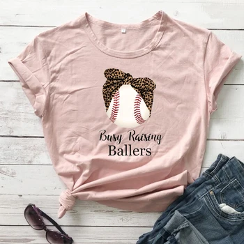 

Busy rasing ballers pure cotton casual funny women fashion mother days gift slogan grunge tumblr tees girl t shirt cute cute top