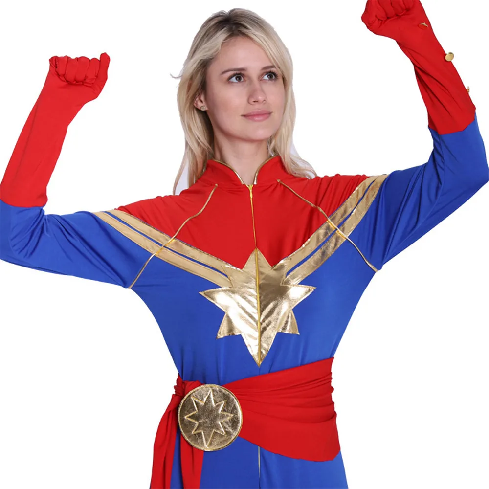 Девушка Женщины Хэллоуин Марвел Капитан маскарадное платье Carol Danvers костюм зентай для косплея боди супергероя костюм комбинезоны аниме