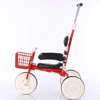 

Children's tricycle guardrail pedal tricycle simple with push-pull toy car