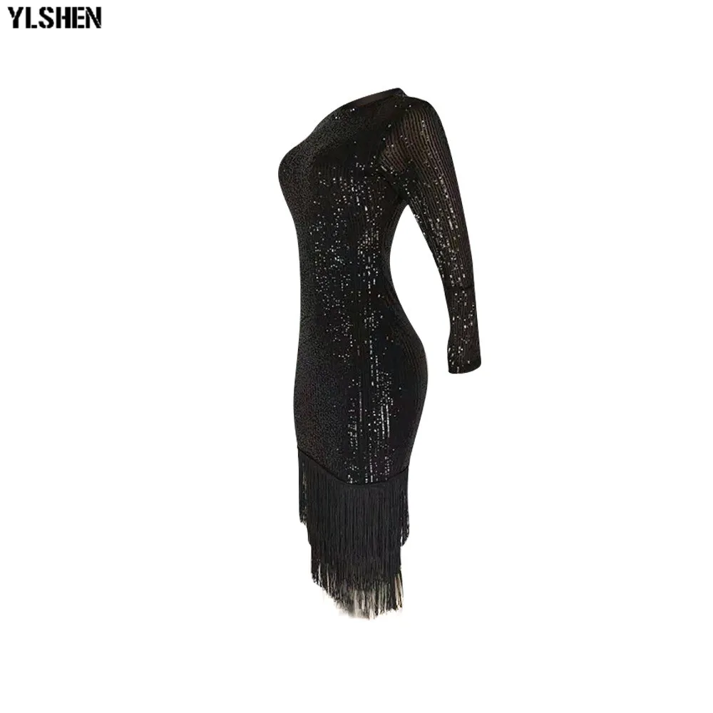 African Dresses for Women Dashiki Super Elastic Sequins Tassel African Dress African Clothes New Ankara Dresses Africa Clothing 09