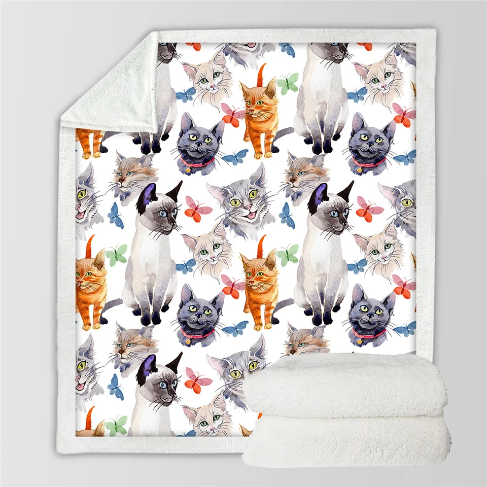 BeddingOutlet акварельное одеяло для детей, пушистое одеяло с изображением животных, разноцветное плюшевое одеяло с бабочкой, покрывало для кровати принцессы - Цвет: 1