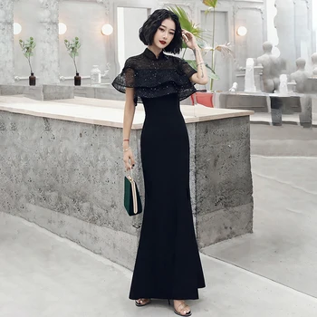 

Sexy High Split Women Qipao Mandarin Collar Cheongsam Elegant Large Size 3XL Mermaid Evening Party Dress Exquisite Vestidos