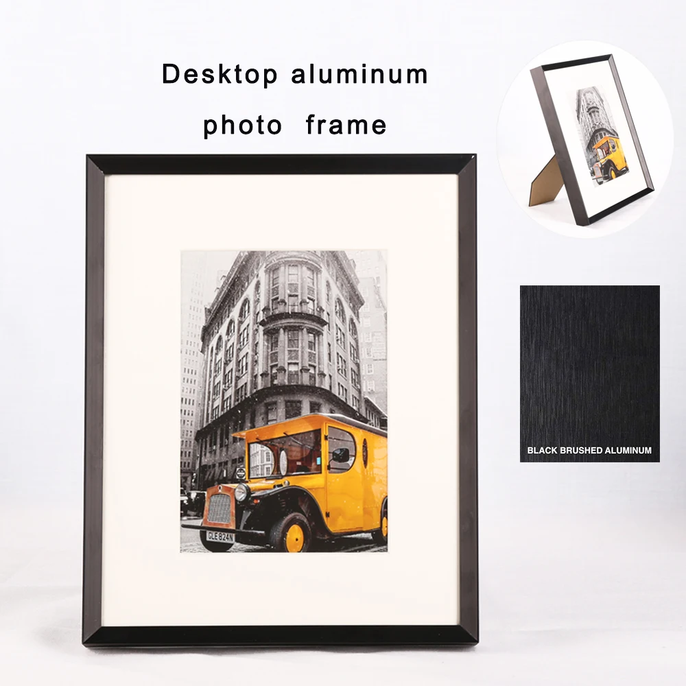 

Desktop wide profile aluminum photo frame 5x7 8x10 inch real glass inside