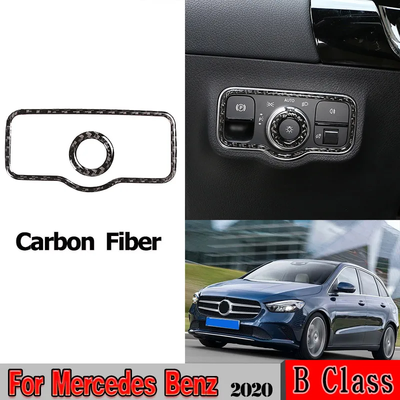 

Automotive interior Sticker For Mercedes Benz B Class W247 X247 Real Carbon Fiber Headlight Switch Frame Trim Auto Accessories