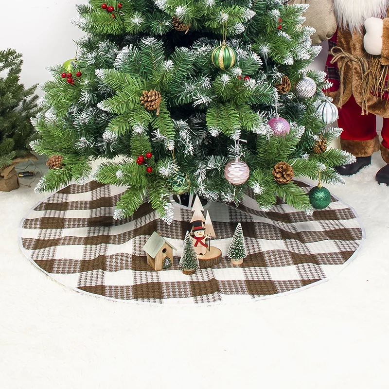 

Christmas Tree Skirt Cloth Fabric Tree Skirt Black And White Checked Design Xmas Tree Apron Holiday Decorations