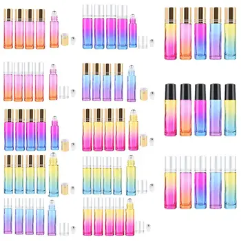 

Gradient Ball Bottle 5Pcs 10Ml　Gradient Color Thick Glass Roll On Essential Oil Empty Parfum Bottles Roller Ball Travel Use Nece