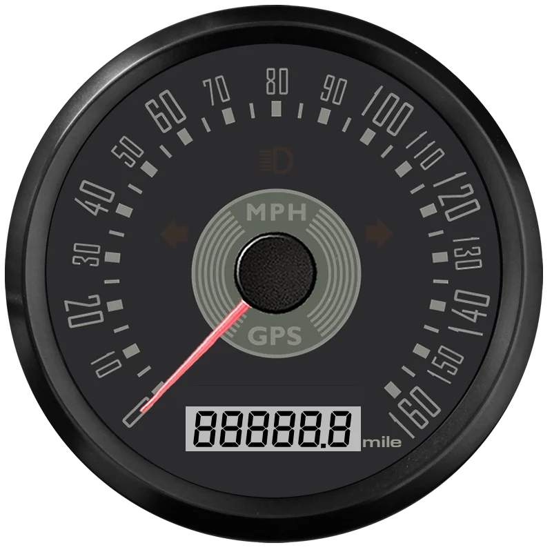 85mm Retro GPS Speedometer 0 160MPH Adjustable Odometer with Red and