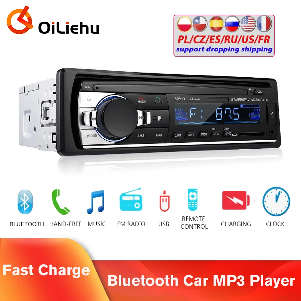 Car Radio Autoradio 1 Din Bluetooth MP3 Stereo Receiver Audio Universal Multimedia Player TF/USB/SD AUX Car Multimedia Player Car Radio Car Radio Player Car Music Player Mp3 Music Player