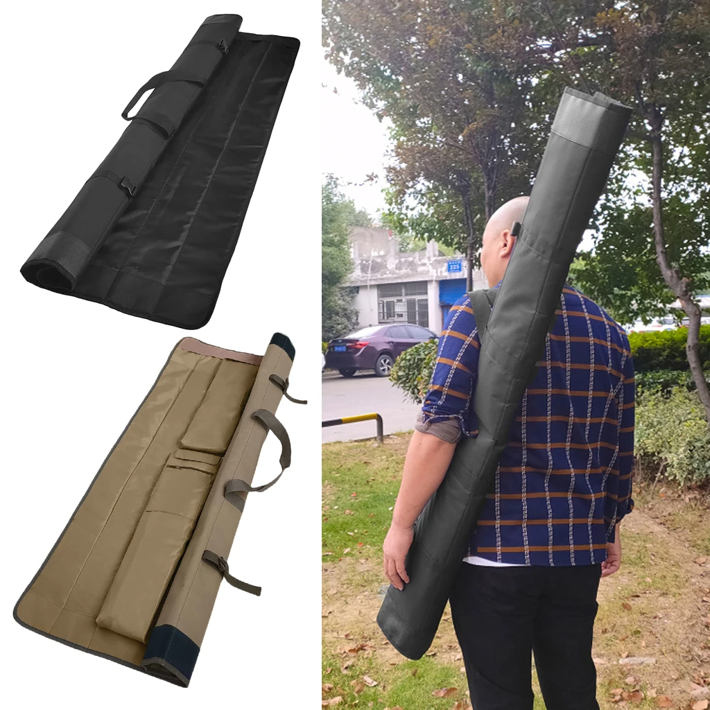 Roll Up 600D Oxford Fishing Rod Case Organizer Travel Carry Bag for 4pcs Fishing Pole Carrier Carrying