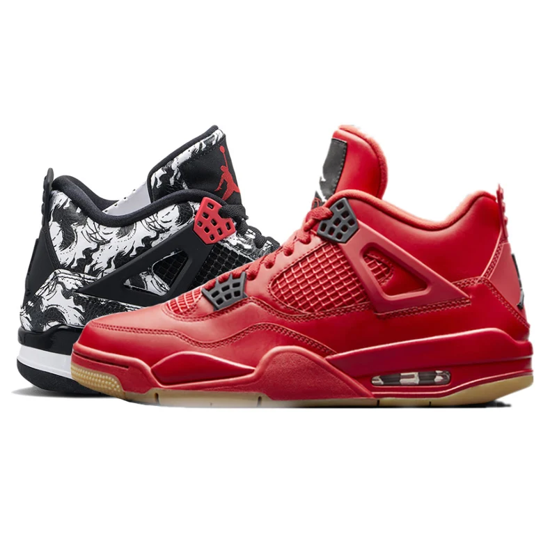 Мужские баскетбольные кроссовки Nrg Raptor Jordan 4 в стиле ретро, белые, Ce, мужские, t Kaws, серые, однодневные, тату, черная кошка, спортивные кроссовки