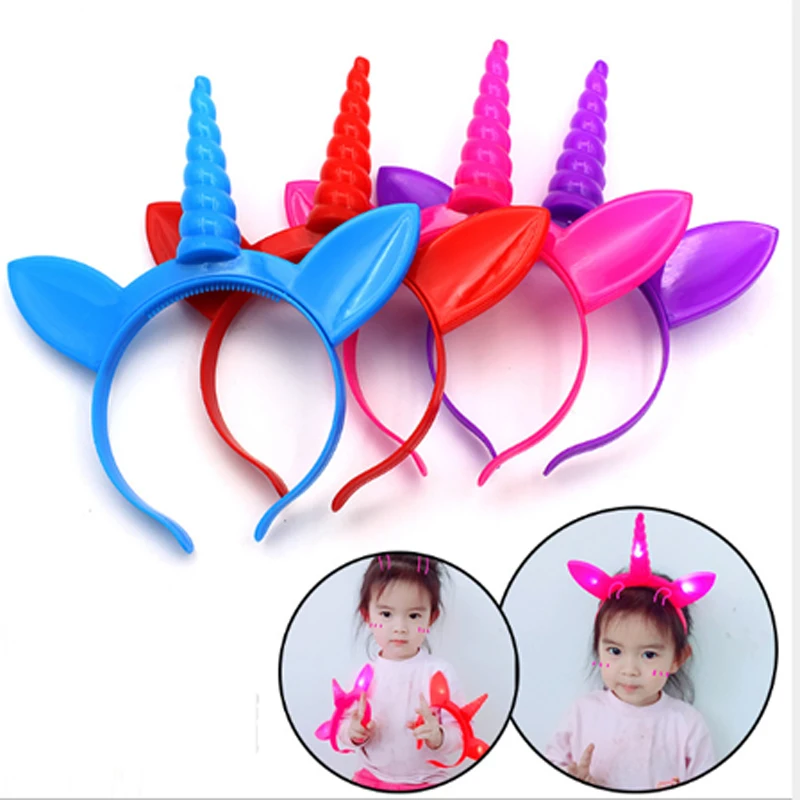 

12PCS LED Unicorn Headband Unicorn Horn Hairband DIY Kids Birthday Party Decorations Baby Girl Headbands Growing Party Supplies