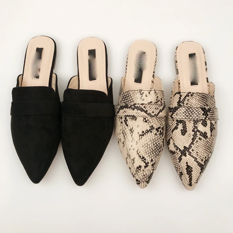 

LMCAVASUN Summer Flats Mules Lady Sandals Slippers Serpentine Slip On Pointed Toe Women Mules Outdoor Slipper Shoes Woman Slides
