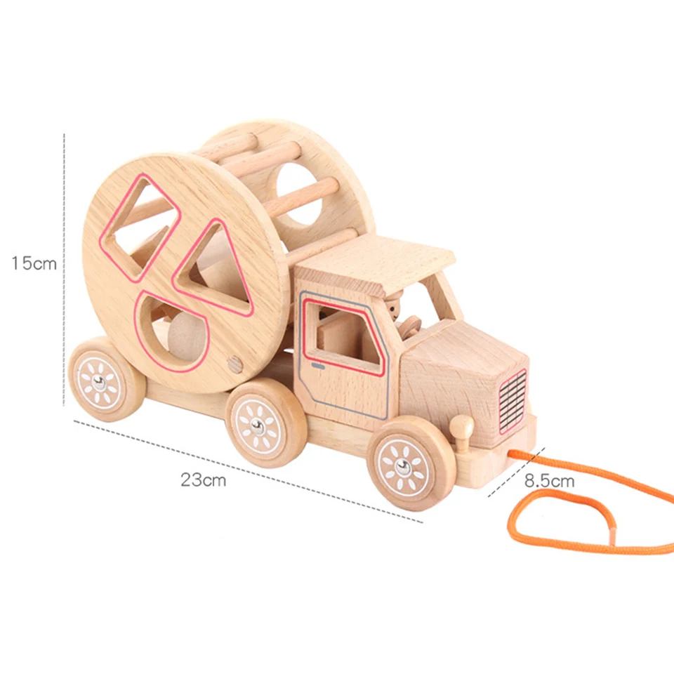 learn shapes with wooden truck toy
